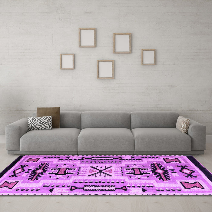 Machine Washable Abstract Purple Modern Area Rugs in a Living Room, wshabs4994pur