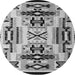 Round Abstract Gray Modern Rug, abs4994gry