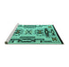 Sideview of Machine Washable Abstract Turquoise Modern Area Rugs, wshabs4994turq