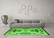 Machine Washable Abstract Green Modern Area Rugs in a Living Room,, wshabs4994grn