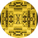 Round Abstract Yellow Modern Rug, abs4994yw