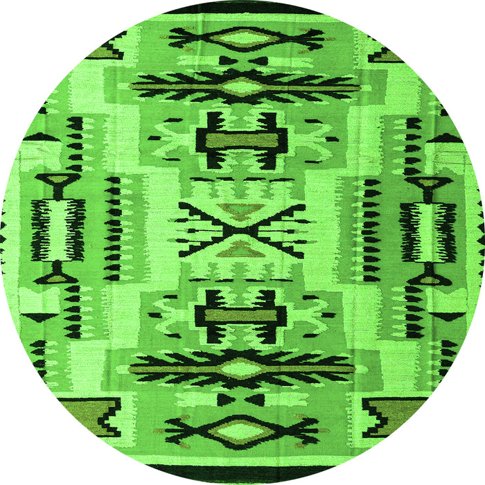 Round Abstract Green Modern Rug, abs4994grn
