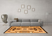 Machine Washable Abstract Orange Modern Area Rugs in a Living Room, wshabs4994org