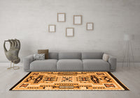 Machine Washable Abstract Orange Modern Rug, wshabs4994org