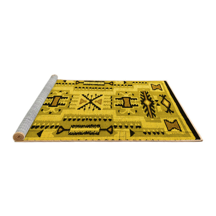 Sideview of Machine Washable Abstract Yellow Modern Rug, wshabs4994yw