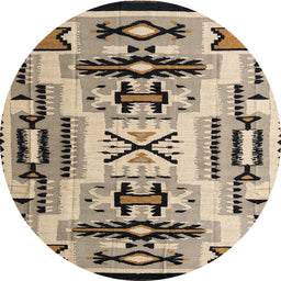 Round Abstract Coffee Brown Modern Rug, abs4994