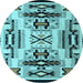 Round Machine Washable Abstract Light Blue Modern Rug, wshabs4994lblu