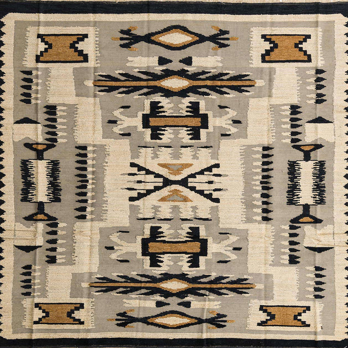 Square Abstract Coffee Brown Modern Rug, abs4994