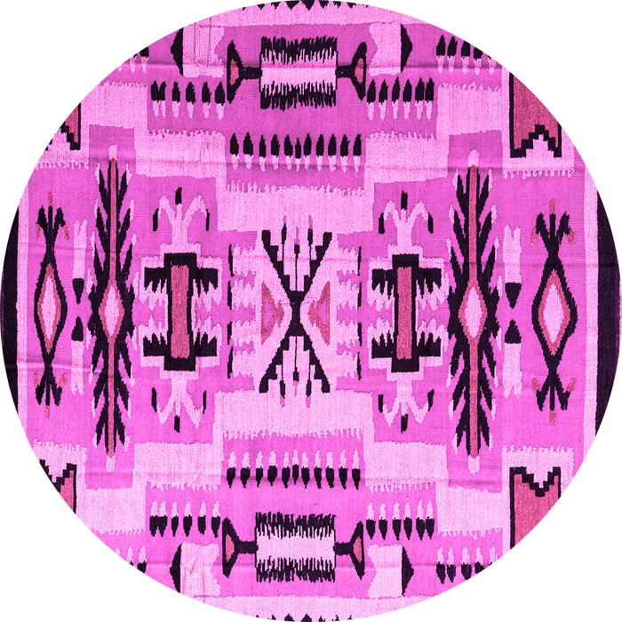 Round Machine Washable Abstract Pink Modern Rug, wshabs4994pnk