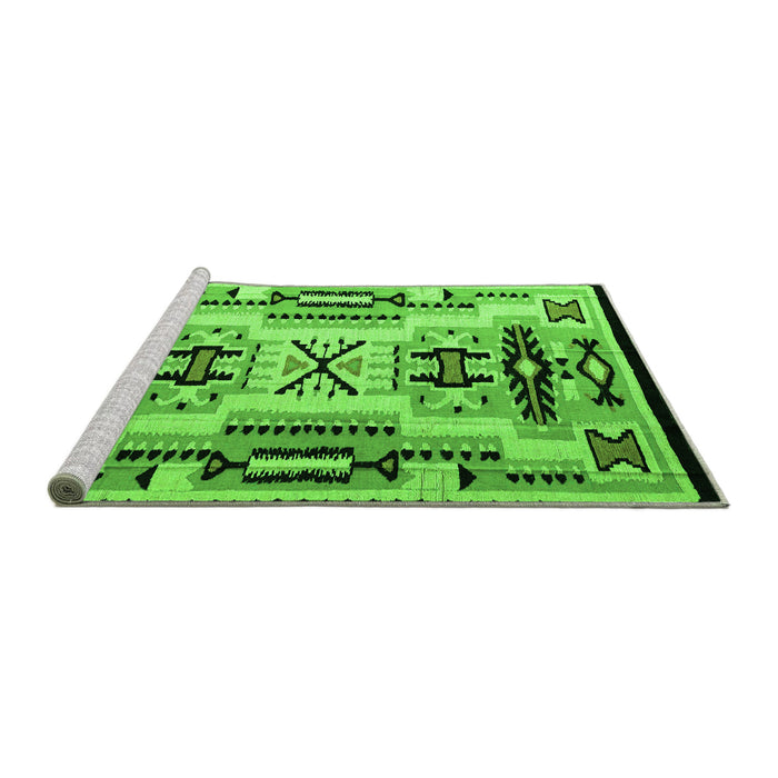 Sideview of Machine Washable Abstract Green Modern Area Rugs, wshabs4994grn