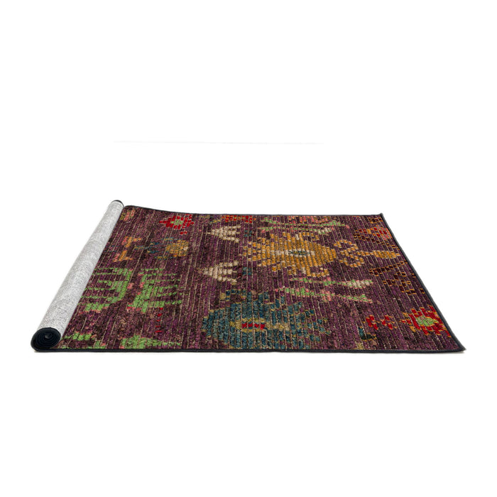 Sideview of Machine Washable Abstract Vermilion Red Rug, wshabs4995