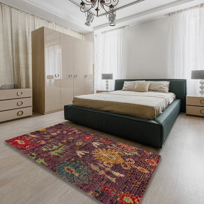 Abstract Red Modern Rug in a Bedroom, abs4995