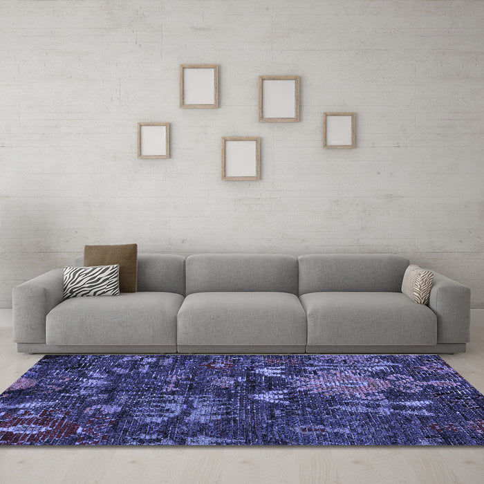Machine Washable Abstract Blue Modern Rug in a Living Room, wshabs4995blu