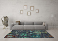 Machine Washable Abstract Light Blue Modern Rug, wshabs4995lblu