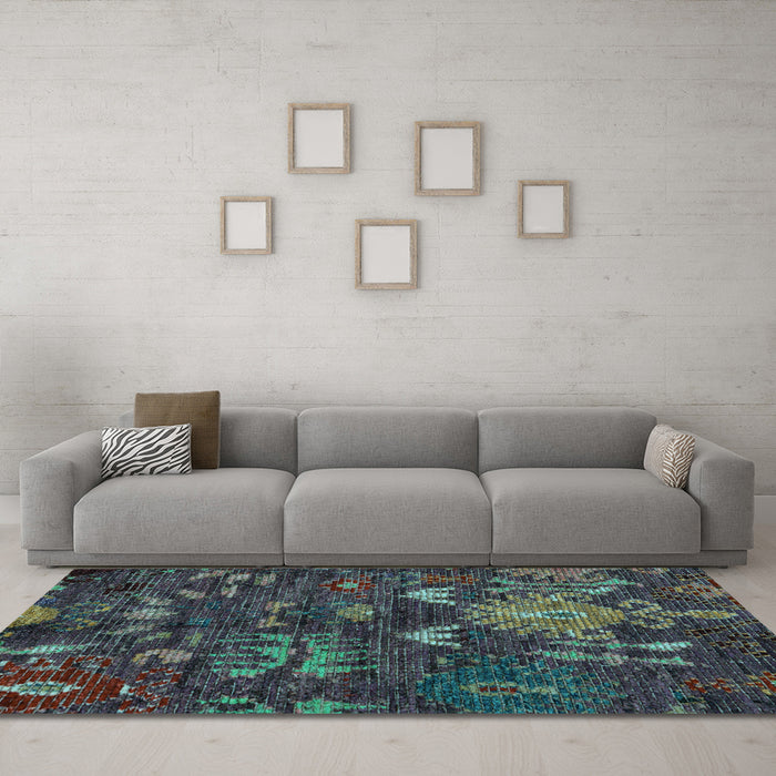 Machine Washable Abstract Light Blue Modern Rug in a Living Room, wshabs4995lblu