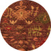 Round Machine Washable Abstract Orange Modern Area Rugs, wshabs4995org