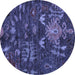 Round Machine Washable Abstract Blue Modern Rug, wshabs4995blu