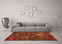 Machine Washable Abstract Orange Modern Rug, wshabs4995org