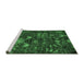 Sideview of Machine Washable Abstract Emerald Green Modern Area Rugs, wshabs4995emgrn