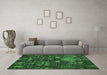 Machine Washable Abstract Emerald Green Modern Area Rugs in a Living Room,, wshabs4995emgrn