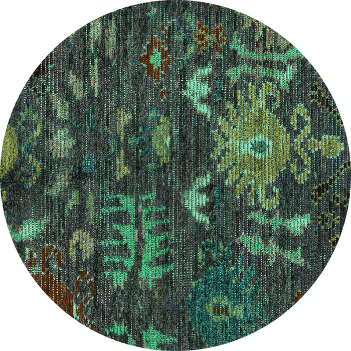 Round Abstract Turquoise Modern Rug, abs4995turq