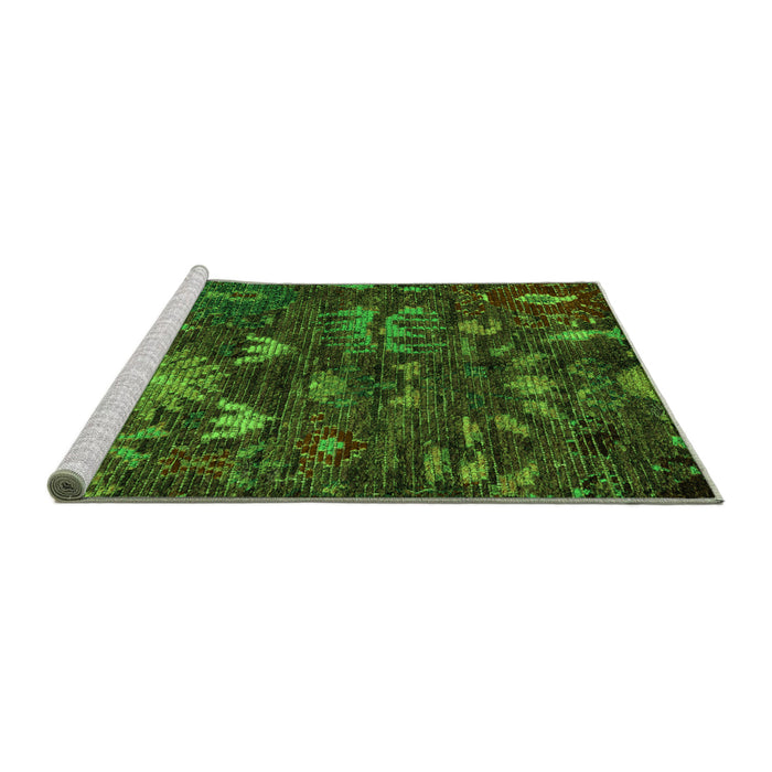 Sideview of Machine Washable Abstract Green Modern Area Rugs, wshabs4995grn