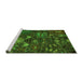 Sideview of Machine Washable Abstract Green Modern Area Rugs, wshabs4995grn