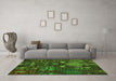 Machine Washable Abstract Green Modern Area Rugs in a Living Room,, wshabs4995grn