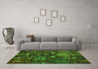 Machine Washable Abstract Green Modern Rug, wshabs4995grn