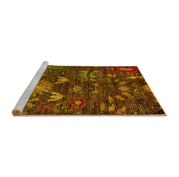 Sideview of Machine Washable Abstract Yellow Modern Rug, wshabs4995yw