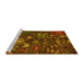 Sideview of Machine Washable Abstract Yellow Modern Rug, wshabs4995yw