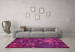 Machine Washable Abstract Pink Modern Rug in a Living Room, wshabs4995pnk