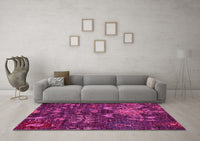 Machine Washable Abstract Pink Modern Rug, wshabs4995pnk