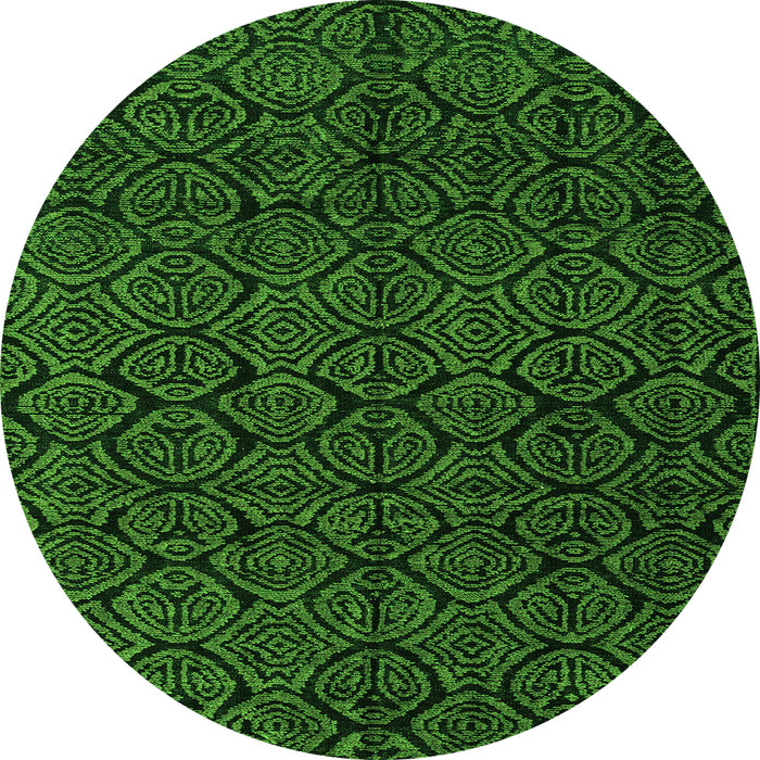 Round Abstract Green Modern Rug, abs4996grn