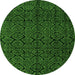 Round Abstract Green Modern Rug, abs4996grn