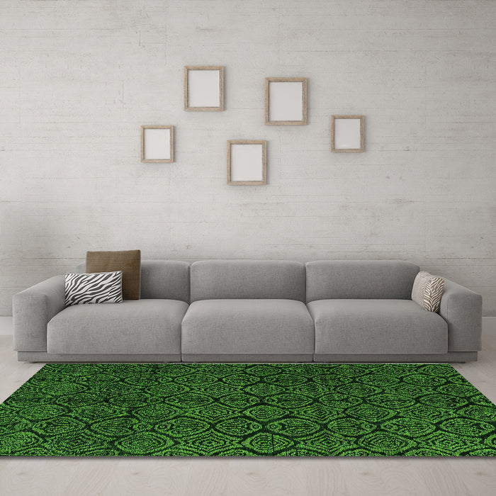 Machine Washable Abstract Green Modern Area Rugs in a Living Room,, wshabs4996grn