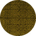 Round Abstract Yellow Modern Rug, abs4996yw