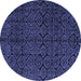 Round Machine Washable Abstract Blue Modern Rug, wshabs4996blu