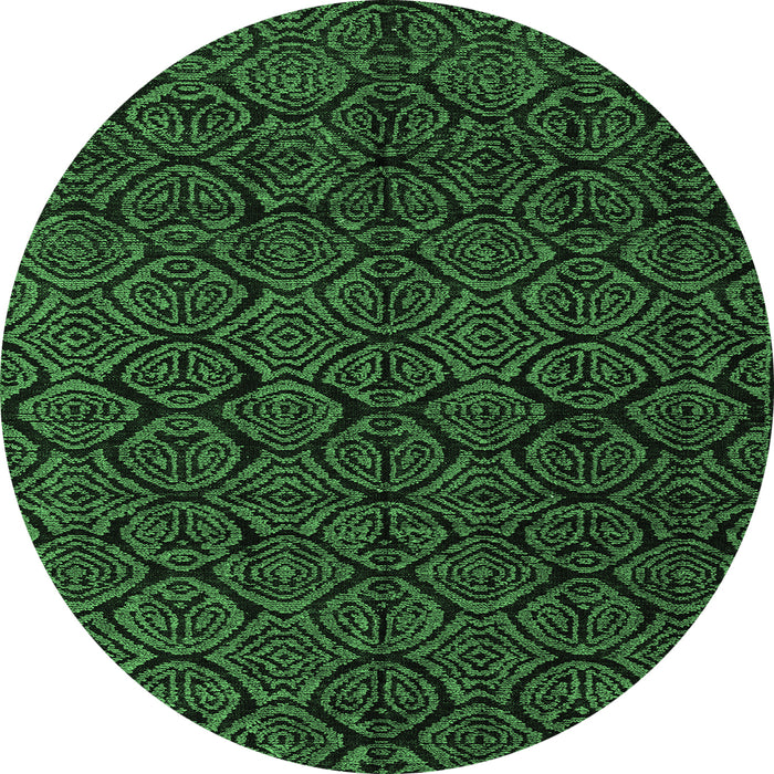 Round Abstract Emerald Green Modern Rug, abs4996emgrn