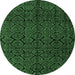 Round Abstract Emerald Green Modern Rug, abs4996emgrn