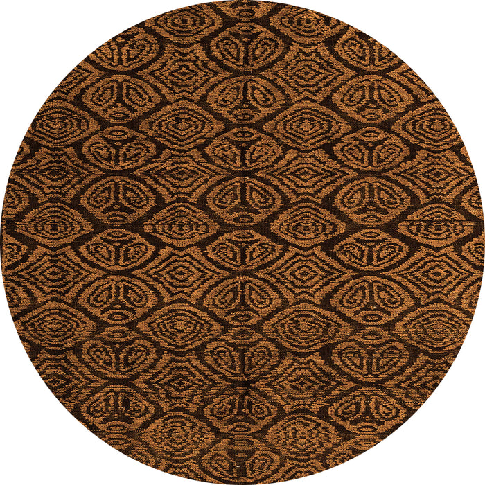 Round Machine Washable Abstract Orange Modern Area Rugs, wshabs4996org