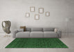 Machine Washable Abstract Emerald Green Modern Area Rugs in a Living Room,, wshabs4996emgrn