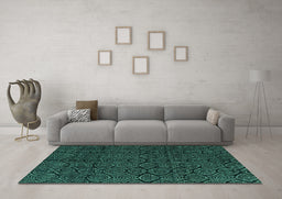 Machine Washable Abstract Turquoise Modern Area Rugs in a Living Room,, wshabs4996turq