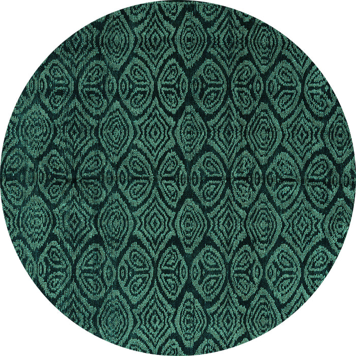 Round Machine Washable Abstract Turquoise Modern Area Rugs, wshabs4996turq