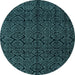 Round Abstract Light Blue Modern Rug, abs4996lblu