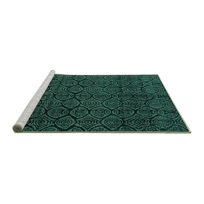 Sideview of Machine Washable Abstract Turquoise Modern Area Rugs, wshabs4996turq