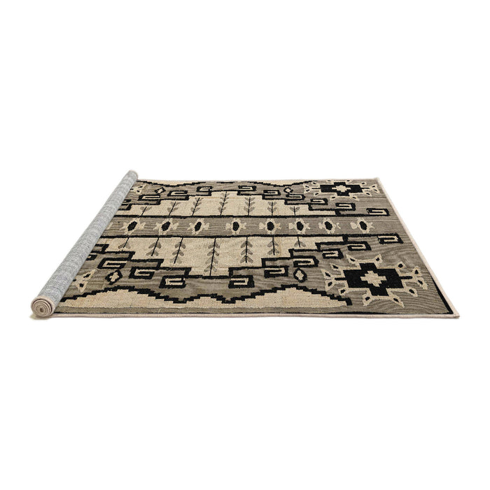 Sideview of Machine Washable Abstract Dark Brown Rug, wshabs4997