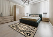 Abstract Dark Brown Modern Rug in a Bedroom, abs4997