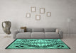 Machine Washable Abstract Turquoise Modern Area Rugs in a Living Room,, wshabs4997turq