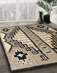 Abstract Dark Brown Modern Rug, abs4997